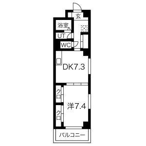 センチュリーパーク小碓(1DK/4階)の間取り写真