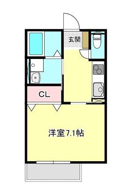 ロイヤルハイツ上本町(1K/2階)の間取り写真