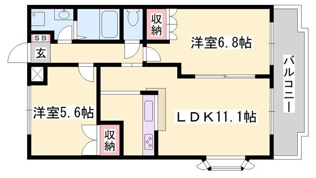 グランチェスタ・ウィング(2LDK/1階)の間取り写真