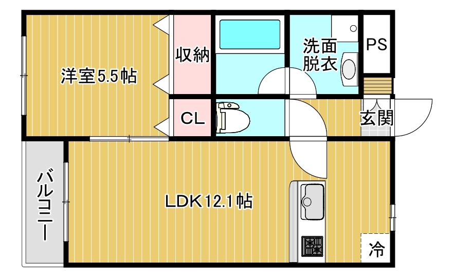 グランフィル紫竹山(1LDK/3階)の間取り写真