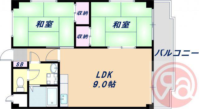 パークスクウエア長居(2LDK/3階)の間取り写真