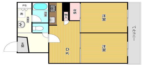 栄町ダイヤハイツ(2DK/5階)の間取り写真