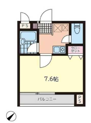 エスポワール砂土原(1K/2階)の間取り写真