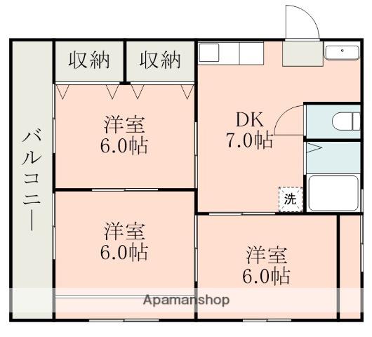 DREAM90 2号棟(3DK/2階)の間取り写真