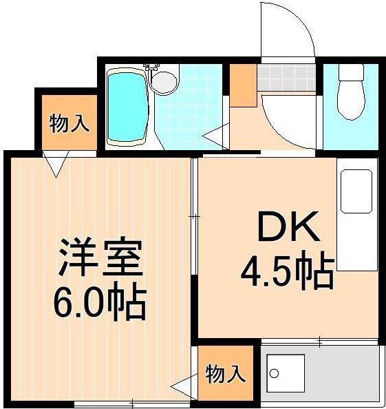グランサイト六笠2(1DK/2階)の間取り写真