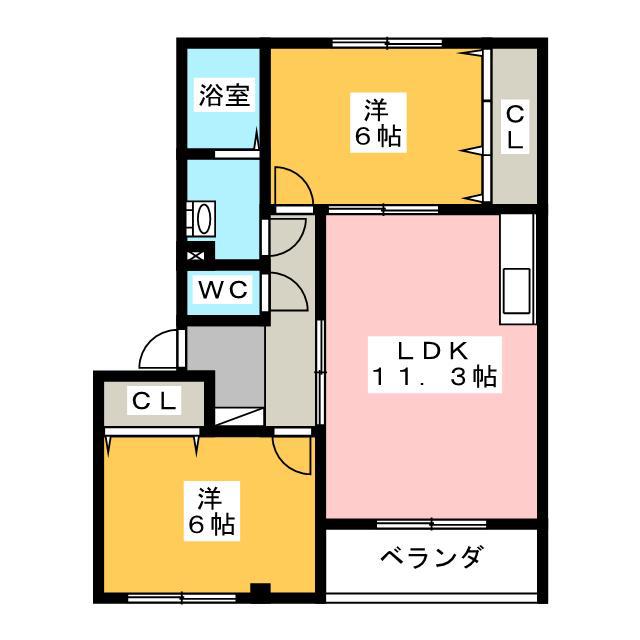 グリーンハイツ(2LDK/1階)の間取り写真