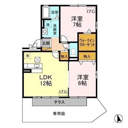 ヒルサイドコート参番館(2LDK/1階)の間取り写真