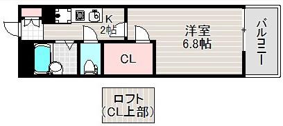 AZUL朝日が丘(1K/3階)の間取り写真