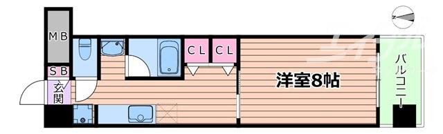 クレアみてじま(1K/2階)の間取り写真