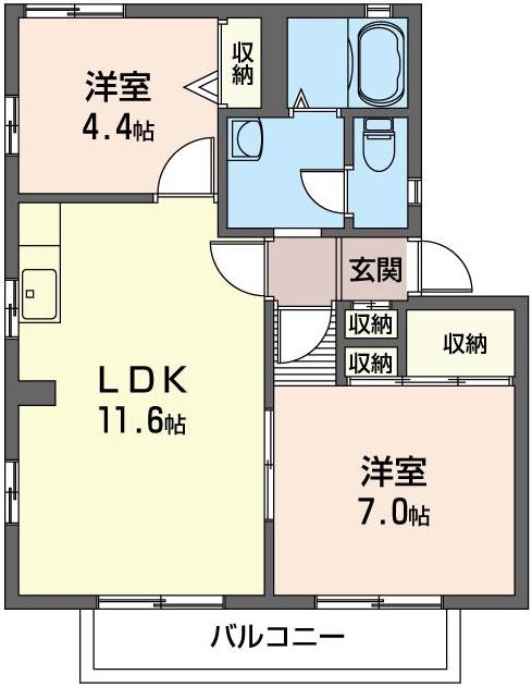 マリンサイドB(2LDK/2階)の間取り写真