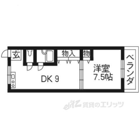 シャンテー御殿山(1DK/9階)の間取り写真