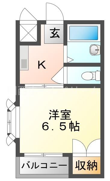 ハイツオークス(1K/4階)の間取り写真