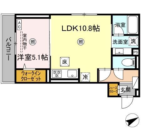アベリアII番館(1LDK/2階)の間取り写真