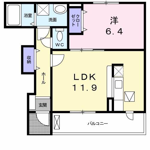 サニーヴィラ(1LDK/1階)の間取り写真