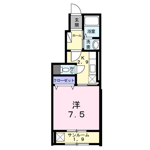 カーサアバンツァート(1K/1階)の間取り写真