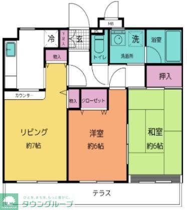 クールヴェール3番館B棟(2LDK/2階)の間取り写真