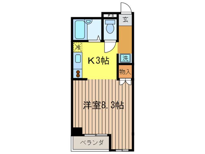 学園ハイツ(ワンルーム/2階)の間取り写真