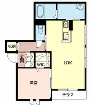 リメインらかんW棟(1LDK/1階)の間取り写真