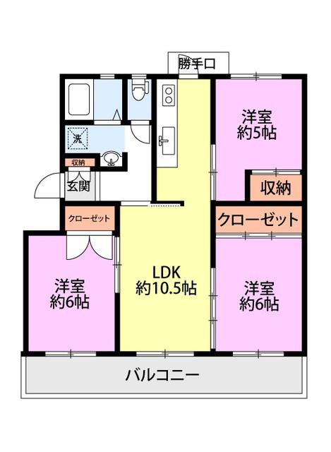 エムズグラン黒埼(3DK/2階)の間取り写真