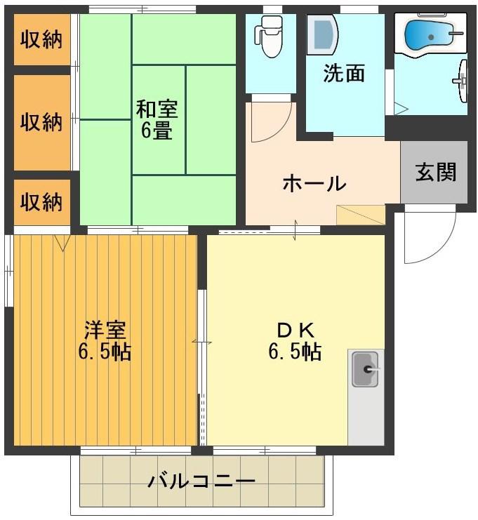 クランベリーヒルC(2DK/2階)の間取り写真