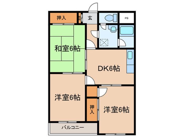 ハイルハイツ(3DK/3階)の間取り写真