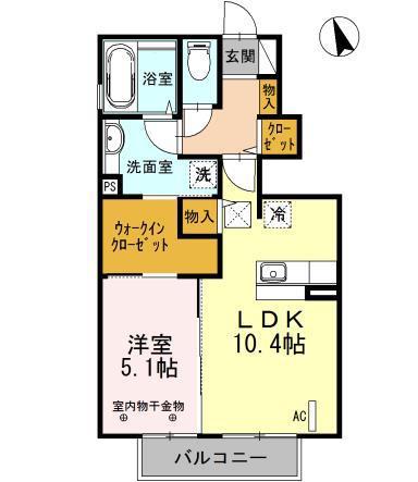 WITH D(1LDK/1階)の間取り写真