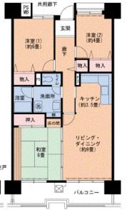 UR武庫川 29号棟(3LDK/3階)の間取り写真