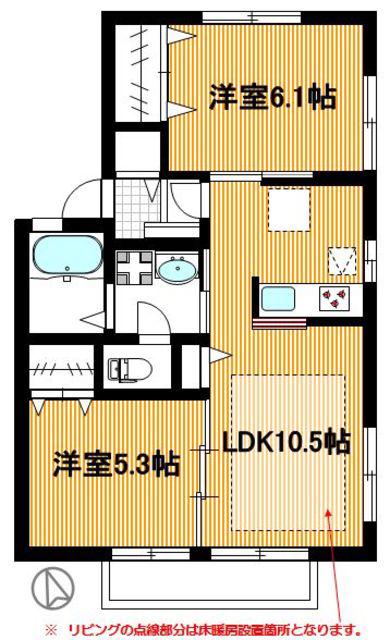 ヴィラフィオーレ(2LDK/1階)の間取り写真