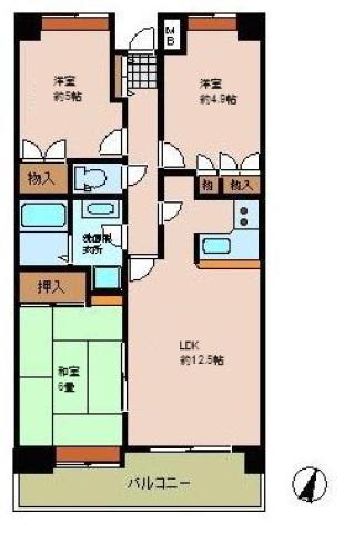 シーブリーズハウス草津(3LDK/7階)の間取り写真