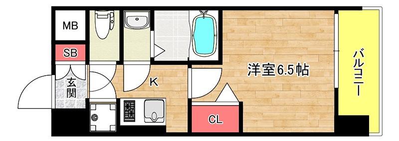 レジュールアッシュウエストレジス(1K/8階)の間取り写真