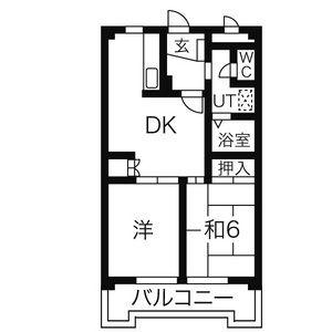ヘルメス若宮(2LDK/3階)の間取り写真