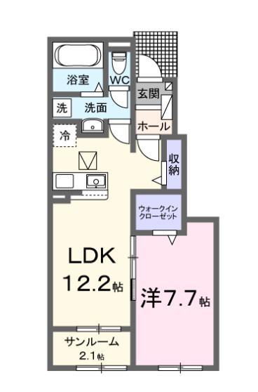 アウロ一ラ・新田A(1LDK/1階)の間取り写真