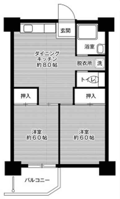 ビレッジハウス泉北栂タワー(2DK/12階)の間取り写真