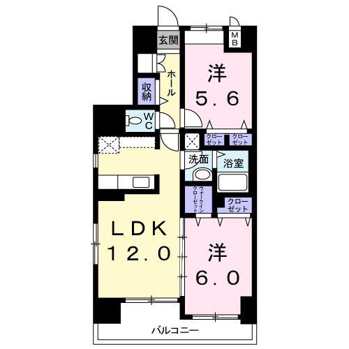 POSEIDON(2LDK/7階)の間取り写真