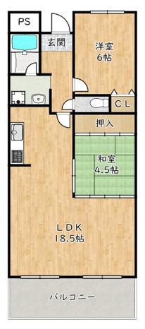 ギャレ金剛(2LDK/4階)の間取り写真
