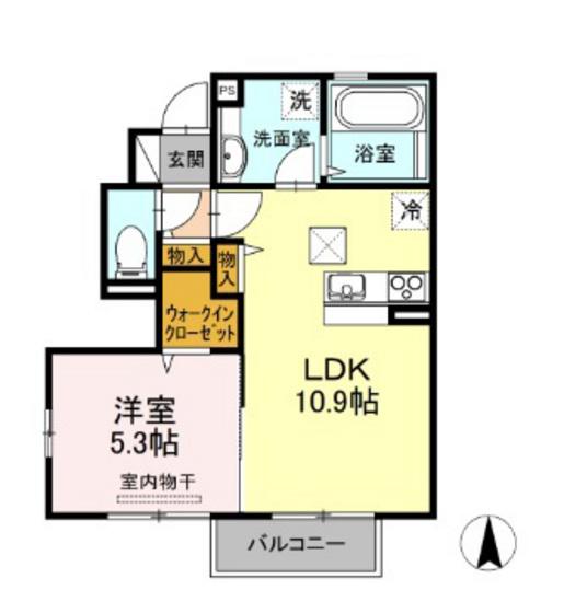 CLIE(1LDK/1階)の間取り写真