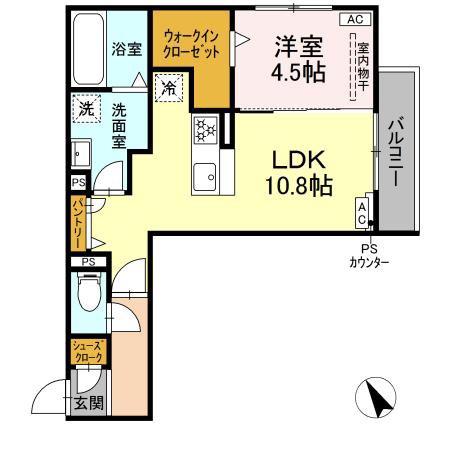 D-HILLS有玉南町(1LDK/2階)の間取り写真