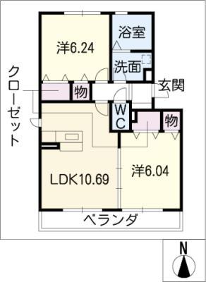ヴィーブル ソワイエ(2LDK/3階)の間取り写真