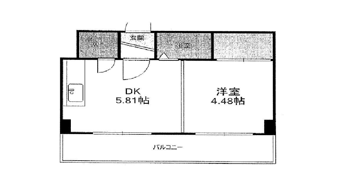 高栄パーク(1DK/4階)の間取り写真