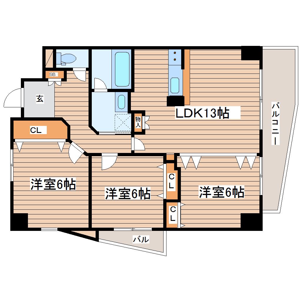 オリエンテ泉中央(3LDK/6階)の間取り写真