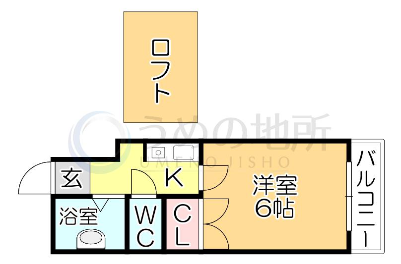 レジデンス津福本町II(1K/2階)の間取り写真