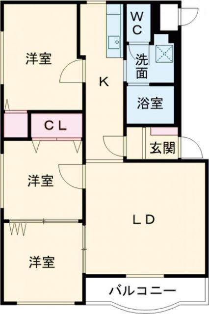華美が丘六番館(3LDK/2階)の間取り写真