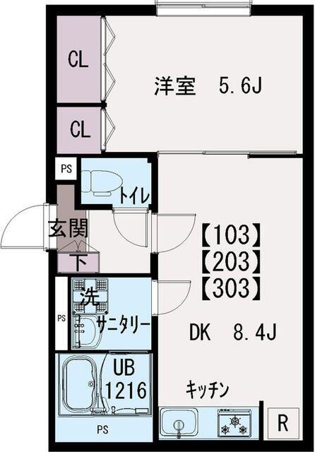 イクシオ江戸川(1LDK/2階)の間取り写真