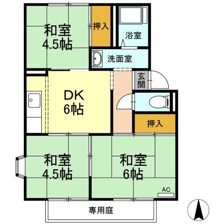 プレジール上ノ郷 A棟(3DK/1階)の間取り写真