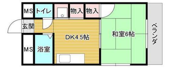 メゾン羽田(1DK/2階)の間取り写真