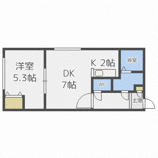 ルクル21(1LDK/2階)の間取り写真