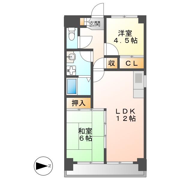 カーサ金山(2LDK/8階)の間取り写真