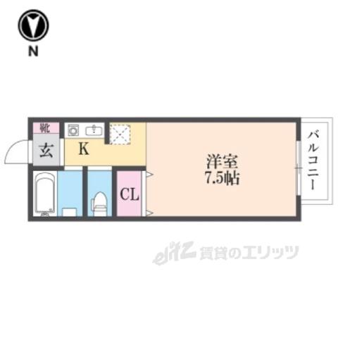 LS七条鞘町(1K/1階)の間取り写真