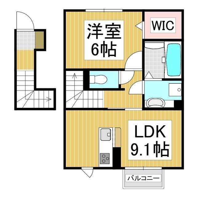 メゾン・ひまわり(1LDK/2階)の間取り写真