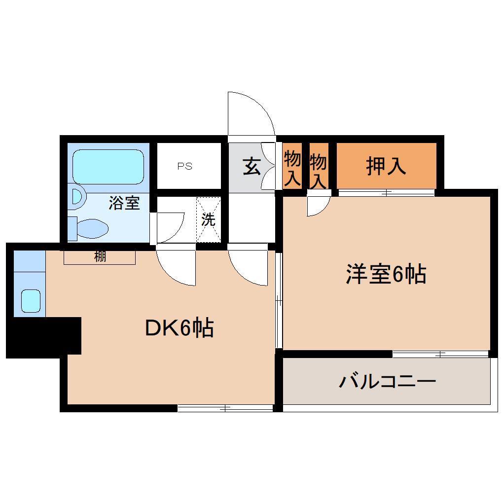 アーバンフラッツ(1DK/5階)の間取り写真